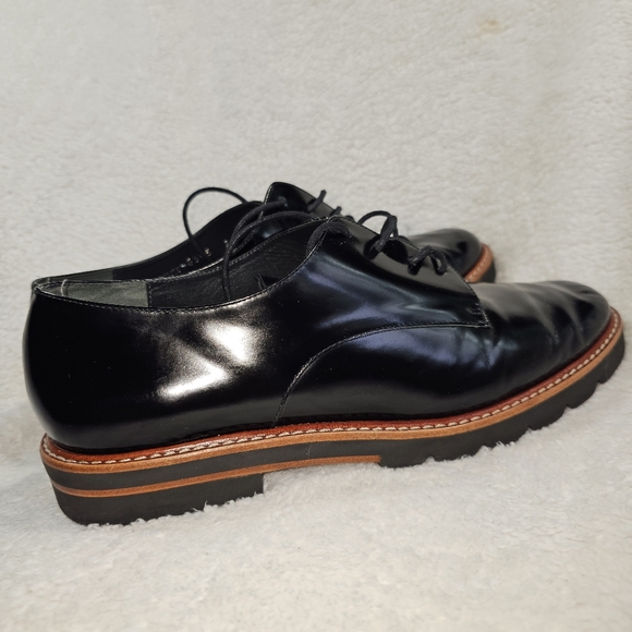 Stuart Weitzman Metro Black Patent Leather Lace-Up Oxfords – Size 9 - Picture 6 of 14